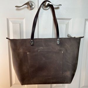 Portland Leather Goods Oversized Zippered Tote New Gray